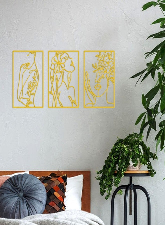 KOYILTD 3 Pcs Minimalist Gold Wall Decor Female Body Minimalist Line Wall Art Modern Aesthetic Home Decoration Abstract Wall Art for Home Living Room Bedroom Bathroom (Charming, Gold, Large) - Image 5